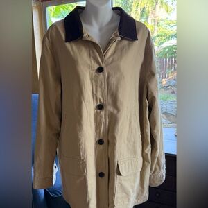 Vintage Lands End Chore Barn Coat Plaid Lining Corduroy Collar Cuff Women’s XL